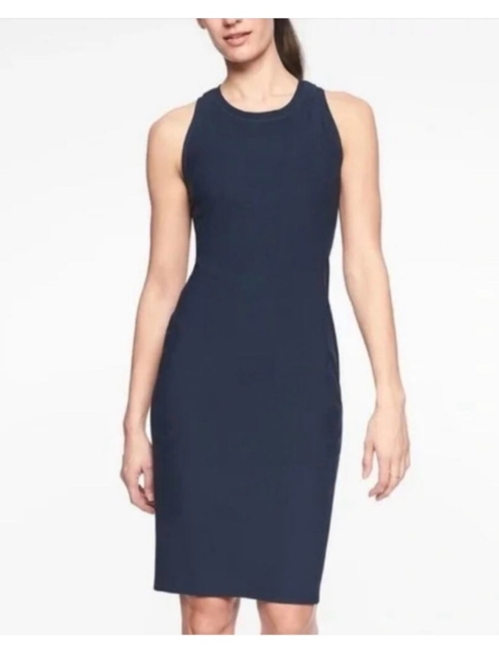 Athleta Navy Stellar En Route Midi Dress